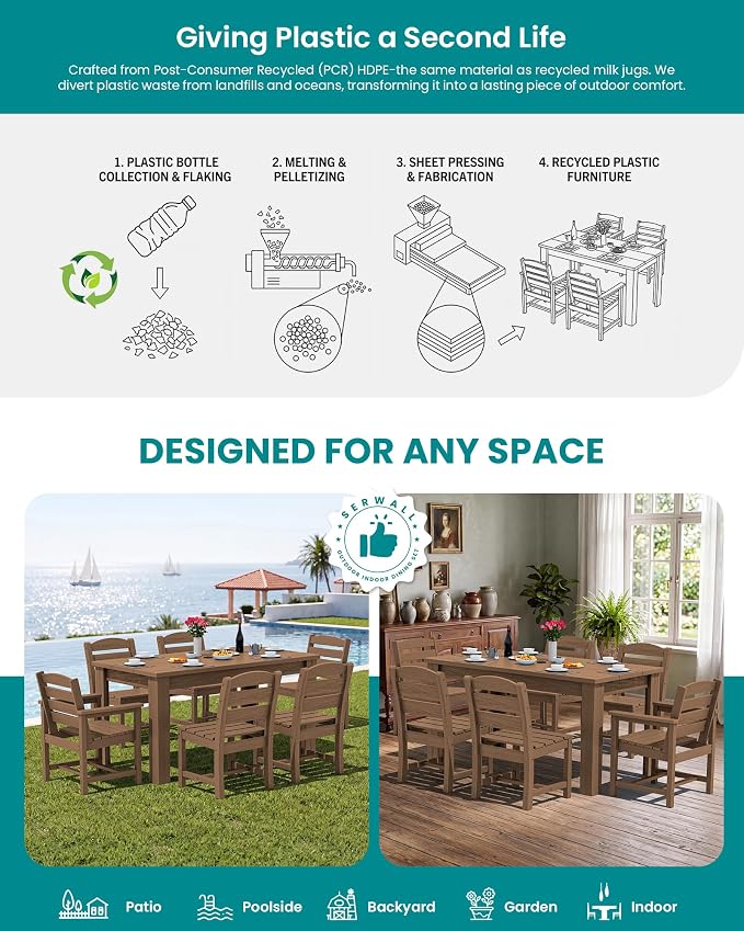 SERWALL HDPE Dining Set for 10 – 2 Tables, 8 Armless + 2 Armchairs. Includes 10 - Image 6