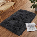 Goolela Black Fluffy Faux Fur Rug 2x3 Black Fuzzy Furry Sheepskin Rug Small by Goolela