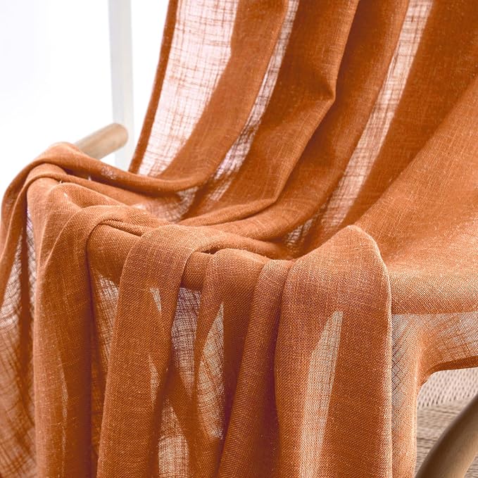 MIULEE Orange Fall Linen Curtains 52x96 Inch 2 Panels - Image 5