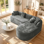 99" Curved Sectional Sofa with Chaise, Modern Boneless Couch with Deep Seat by VYUXWO