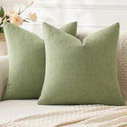 MIULEE Sage Green Chenille Couch Throw Pillow Covers, 20x20 | Set of 2 by MIULEE