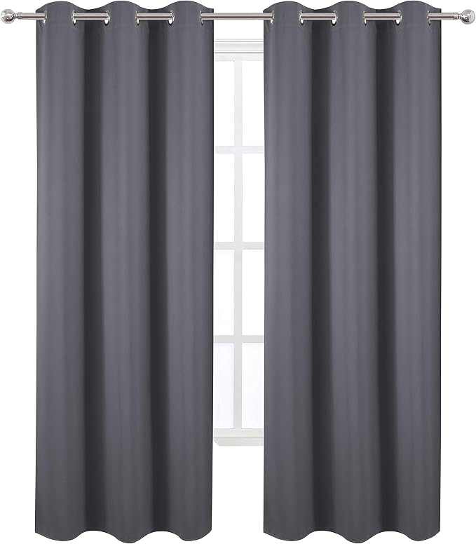 Grey Thermal Blackout Curtains/42 x 84 Inch/Set of 2 Panels Room Darkening - Image 2