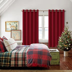 Grommet Blackout Curtains for Bedroom, 60 x 72 Inches Christmas Red | Thermal - Image 6