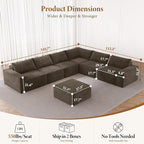Vesgantti 143.7" Oversized Boneless Couch, Modern 7 Seater Modular Sectional - Image 2