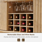 OKD Fluted Wine Bar Cabinet, 3 Drawers, 4 Glass Holders & 12 Wine Racks - Image 5