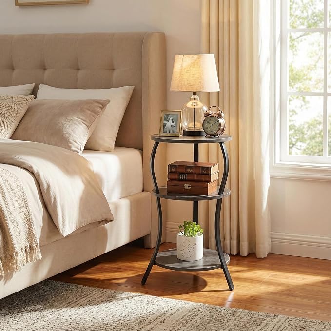 Vintage Small Round Side Table, 3-Tier Slim Waist Circular End Table - Image 2