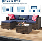 5-Piece Outdoor Sectional Sofa Set, All-Weather PE Rattan Patio Furniture - Image 8