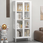 UNICOLY Display Cabinet with Glass Doors, Glass Display Cabinet 4-Tier by For30YearsWehavespecializedinsteelfurniture