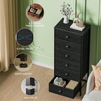 Furnulem Tall Dresser with 6 Drawers, Vertical Bedside End Table & Chest - Image 5