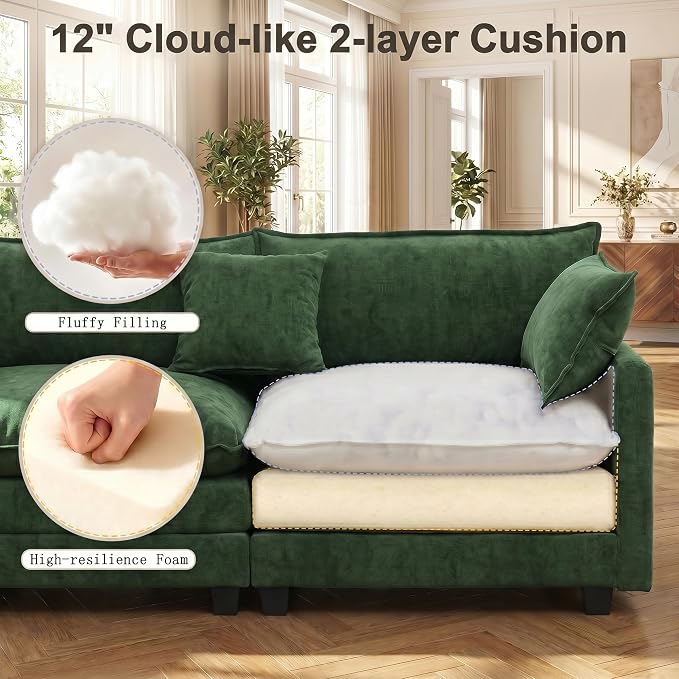 111.4" V-Shaped Corner Couch Sectional｜5 Seat Customizable Modular Cloud - Image 4