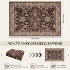 Area Rugs for Living Room, 4x6 Washable Rugs for Bedroom, Non-Slip Retro Floral - Image 2