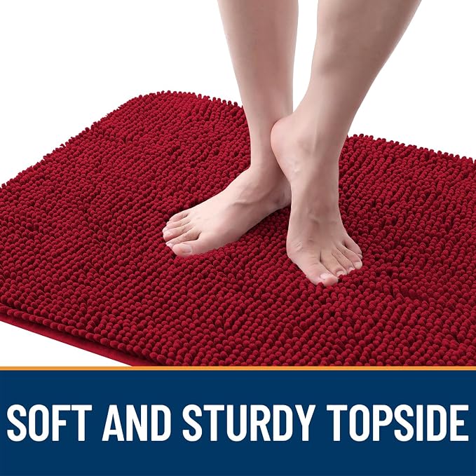 OLANLY Dog Door Mat for Muddy Paws 70x35, Super Absorbent Chenille Mud Mat | Red - Image 4