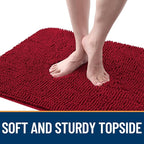 OLANLY Dog Door Mat for Muddy Paws 24x16, Super Absorbent Chenille Mud Mat | Red - Image 4