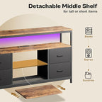 Huuger TV Stand Dresser with Power Outlets and LED Lights, 4 Drawers - Image 5