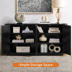 LKTART 64" Buffet Cabinet with Storage, Modern Fluted Accent Sideboard Media - Image 7