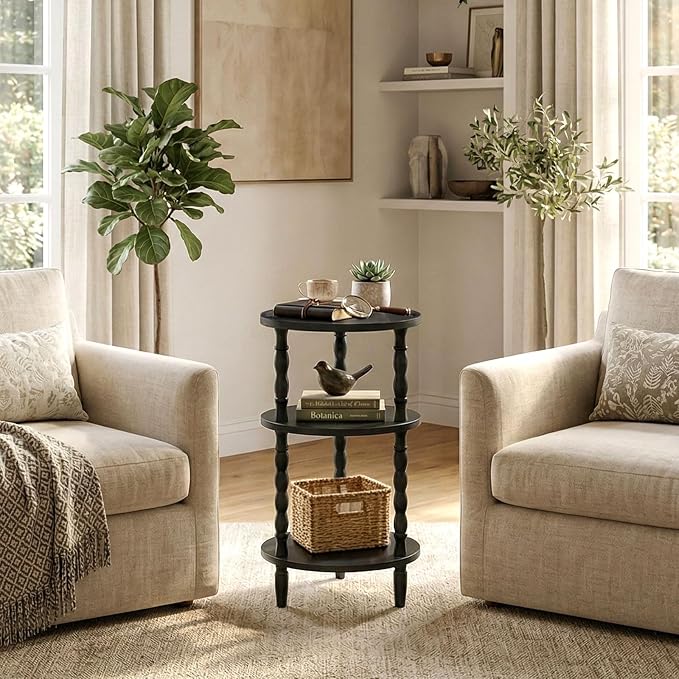 HOOBRO Round Side Table for Small Space, 3-Tier Small Round End Table - Image 4