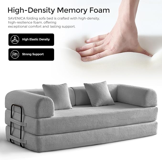 79" Convertible Sofa Bed with Fixed-Shape Frame & Removable Armrests, Modular - Image 3