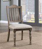 Transitional Style 2pcs Side Chairs Antique Gray Solid Wood Gray Fabric Dining - Image 2