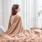 NEWCOSPLAY Fleece Ribbed Cozy Queen Blanket - Image 3