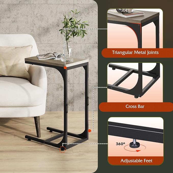 WLIVE C Shaped End Table, Small Couch Side Tables - Image 6