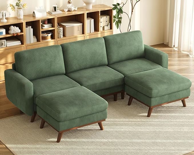 Vesgantti 97" Modular Sectional Sofa Green, U-Shaped Couch by Vesgantti