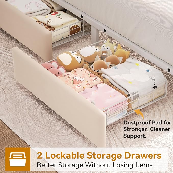 Twin Upholstered LED Bed Frame - Image 5