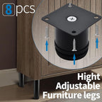 2.5 Inch Metal Furniture Legs Stainless Steel Adjustable Legs Black Metal Legs - Image 5