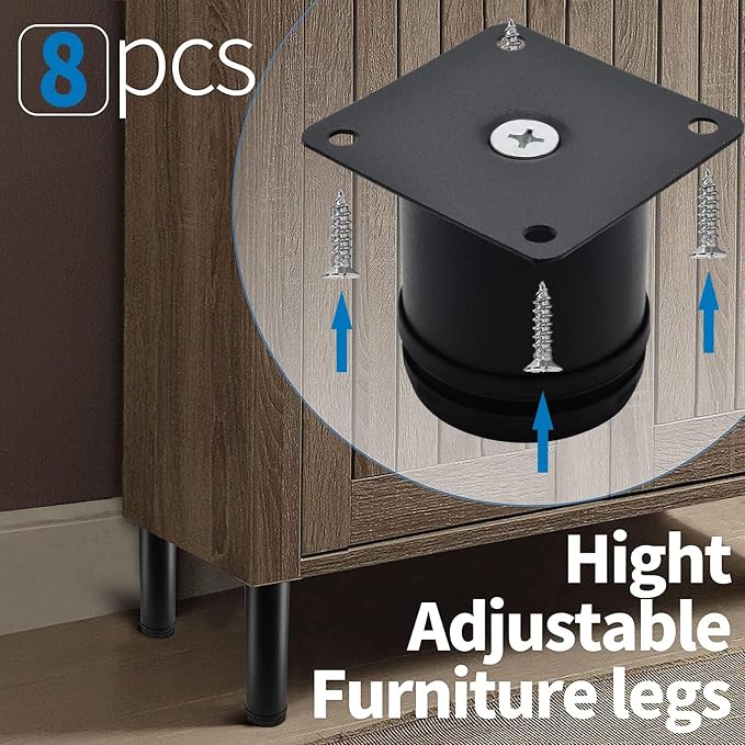 2.5 Inch Metal Furniture Legs Stainless Steel Adjustable Legs Black Metal Legs - Image 5