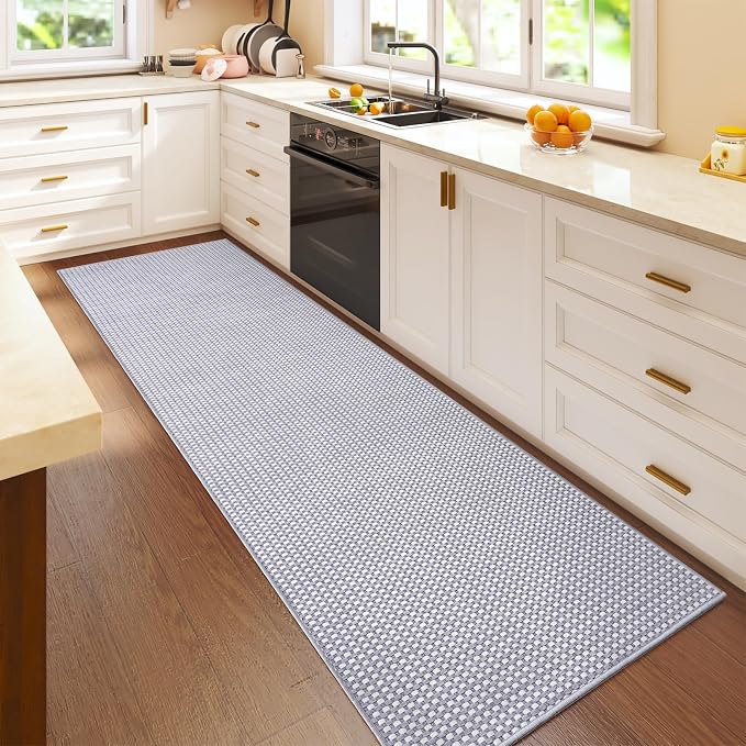 Kitchen Runner Rug Mat Non Slip Hallway Runner Washable Gray 2x6 ft | Boho Soft by YDKGL