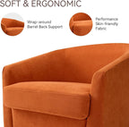 Swivel Barrel Accent Chairs Set of 2, Round Chenille Fabric Living Room Arm - Image 4