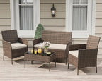 GarveeLife 4-Piece Patio Furniture Set, Rattan Outdoor Furniture by GarveeLife