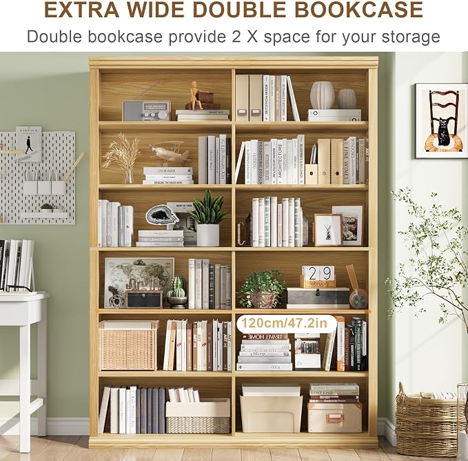 Rresyet 71.8" L *47.2“W Wooden Bookcase and Bookshelf – Extra Large Bookshelf - Image 6