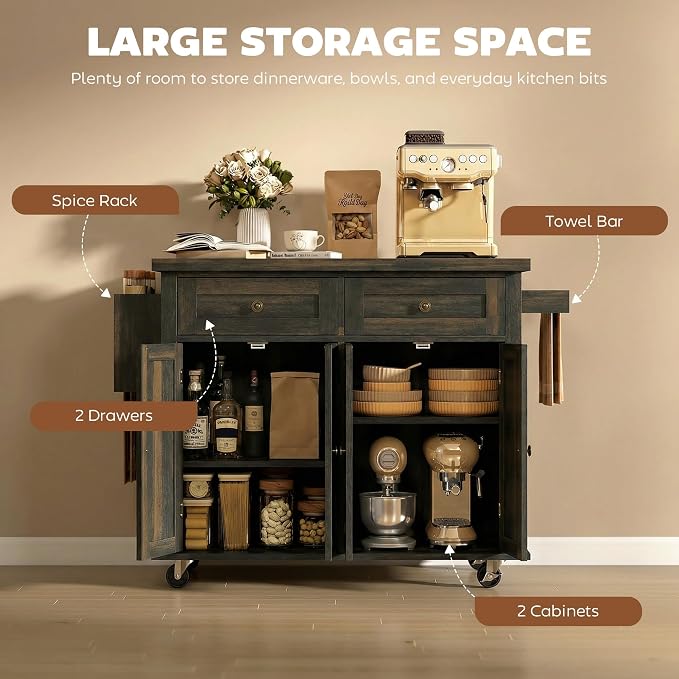 HOMCOM Kitchen Island Cart - Image 5