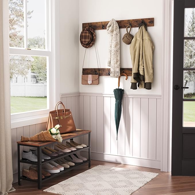 HOOBRO Hall Tree Entryway Storage Bench, Coat Rack Shoe Bench, Shoe Rack - Image 3