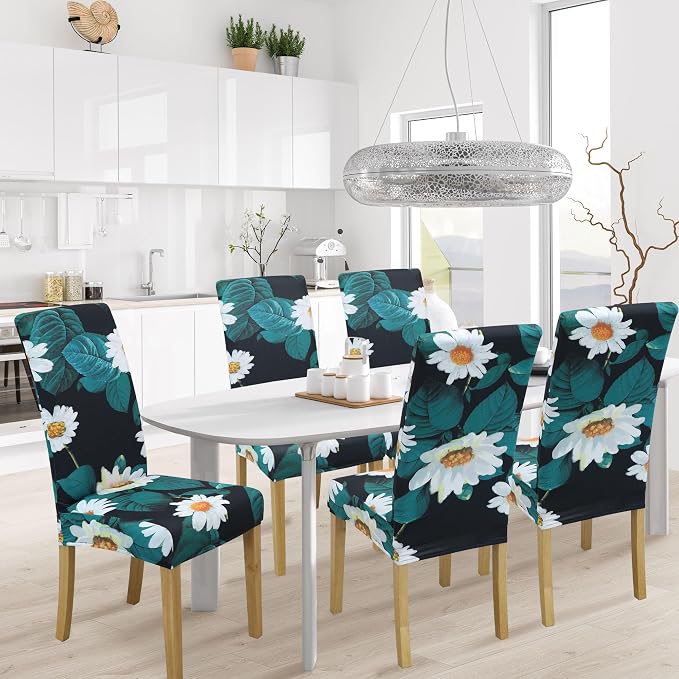BIETYONE Stretch Dining Chair Covers Set of 8, Soft Removable Washable Kitchen - Image 2