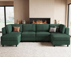 Belffin Modular Sectional Sofa U Shaped Sectional Sofa Couch 6 Seater Corduroy - Image 4