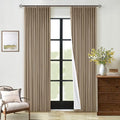 Light Brown Pinch Pleated Full Blackout Curtains Linen Blend 80 Inches Long | by Twodrapes
