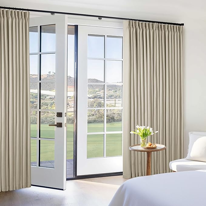 Burlywood Birch Pleated Blackout Linen 108 Inch Long Curtains 60 Inch Wide | - Image 6