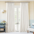 Ivory 94 Inch Long Blackout Curtains Thick Linen Pinch Pleated | Light Blocking by Twodrapes
