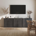 BELLEZE Sideboard Cabinet with 3 Drawers, Large Fluted Sideboard with Storage by BELLEZE
