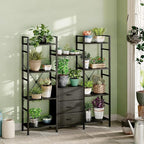 AFLUI Triple Bookshelf with 3 Fabric Drawers, 4-Tier Book Shelf and 10 Display - Image 9