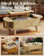 Oval Coffee Table with Storage, 47.2" Lift Top Coffee Table - Image 7