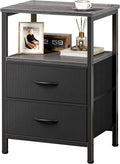 Huuger Night Stand with 2 Drawers, Bed Side Table with Open Shelf, Wooden Top by Huuger