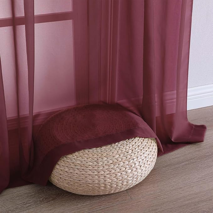 Sheer Curtains 2 Panels Set for Bedroom Living Room, Soft Solid Rod Pocket - Image 5