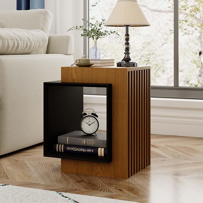 POVISON Minimalist Side Table, 17.71" Wood End Table by POVISON
