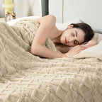 Aganear Fleece Throw Blanket for Bed Couch 90"x90" Khaki | Lightweight Fuzzy - Image 2