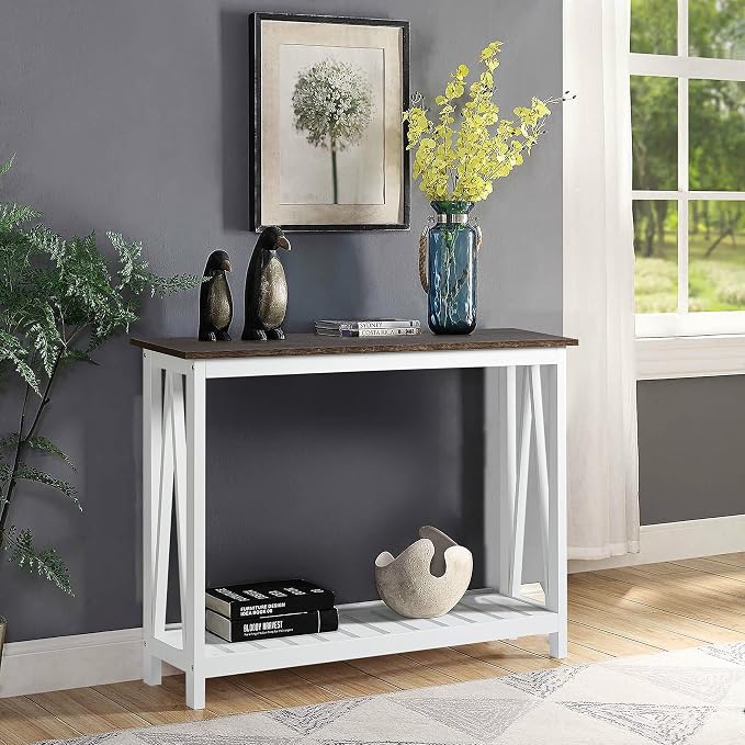 ChooChoo Farmhouse Console Table, Rustic Vintage Narrow Sofa Table - Image 8