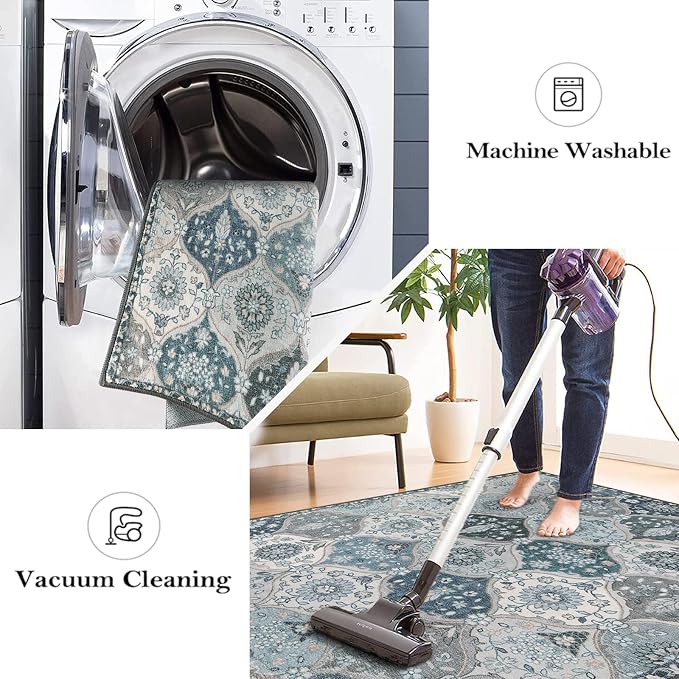 Lahome Moroccan Kitchen Runner Rug, 2x5 Washable Hallway Runner Non Slip | - Image 3