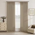Pinch Pleated 90 Inch Camel Beige Light Filtering Linen Curtains W50xL90 | 90 by Twodrapes