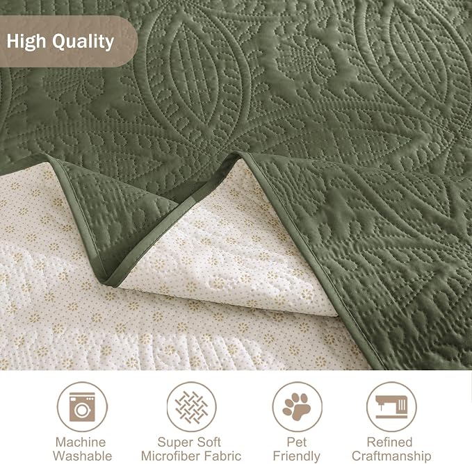 Green Quilted Recliner Covers, Water-Repellent Recliner Slipcovers, Recliner - Image 5